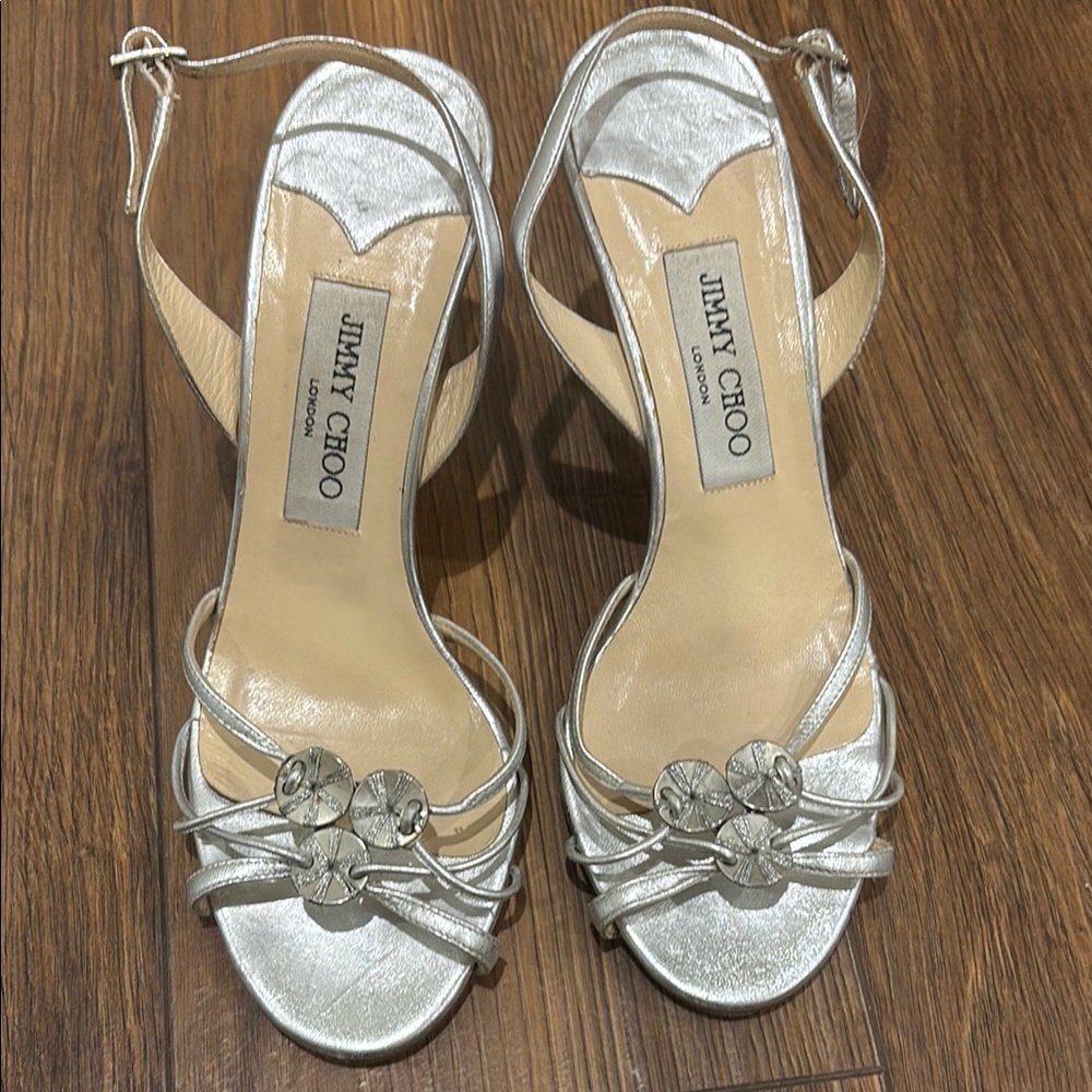 Jimmy Choo Metallic Silver Heels